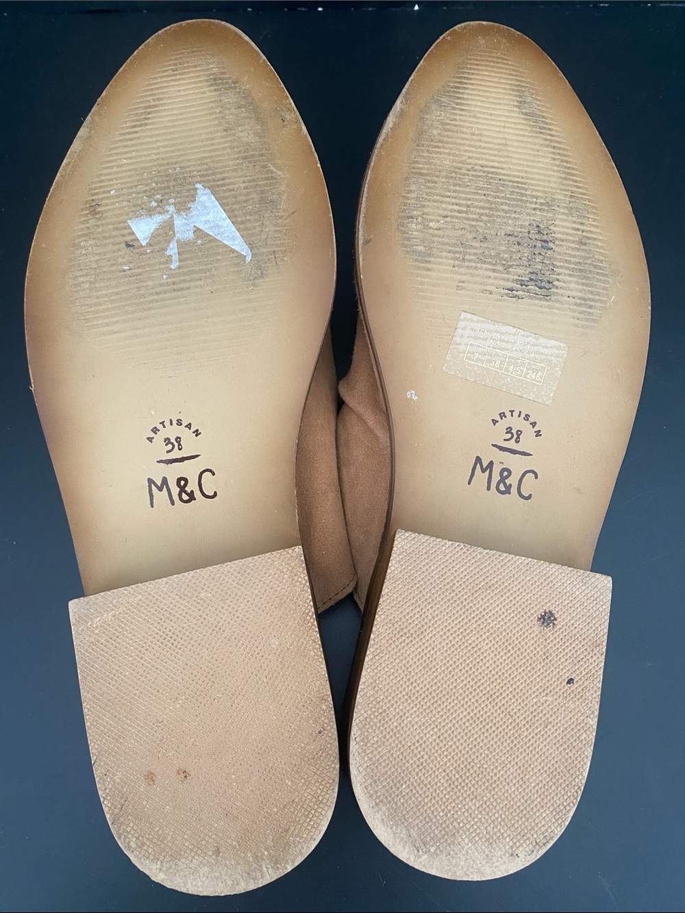 Musse &Cloud Pointed Toe Heeled Suede Mules Tan Size 7 - Picture 6 of 9